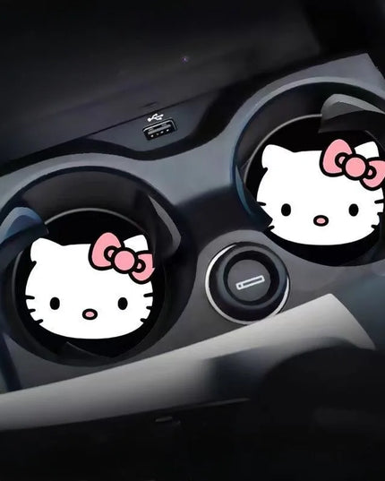 2pcs Sanrio Hello Kitty Car cup Coasters Cartoon car inner Decoration Anti Slip Mat silicone Car Cup pad Gifts for girl friend