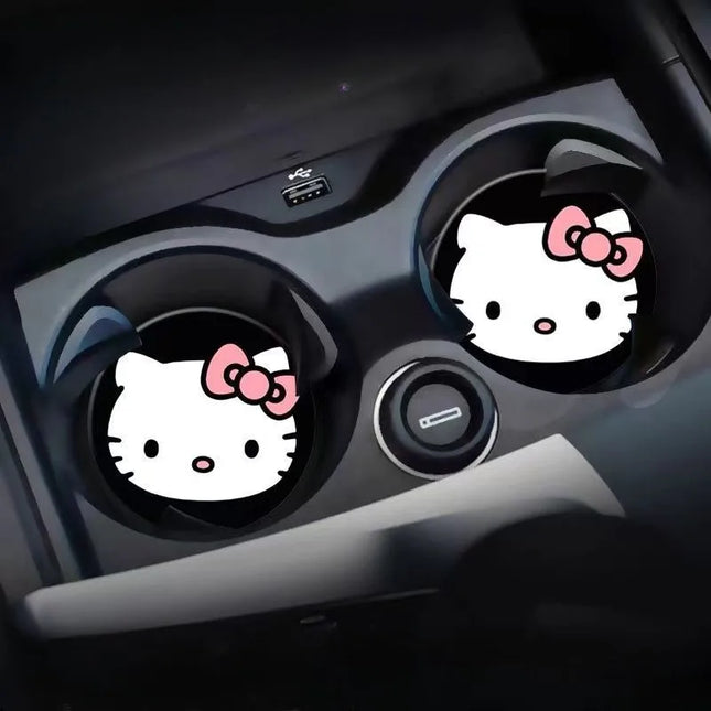 2pcs Sanrio Hello Kitty Car cup Coasters Cartoon car inner Decoration Anti Slip Mat silicone Car Cup pad Gifts for girl friend