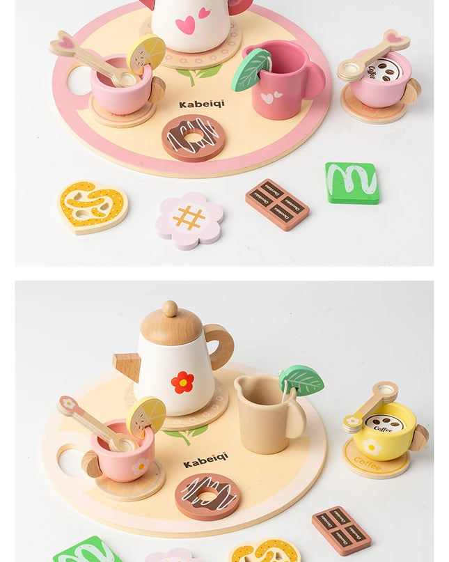 Children's simulation wooden toys, tea set sets, pretend games, baby educational toys, birthday and holiday gifts