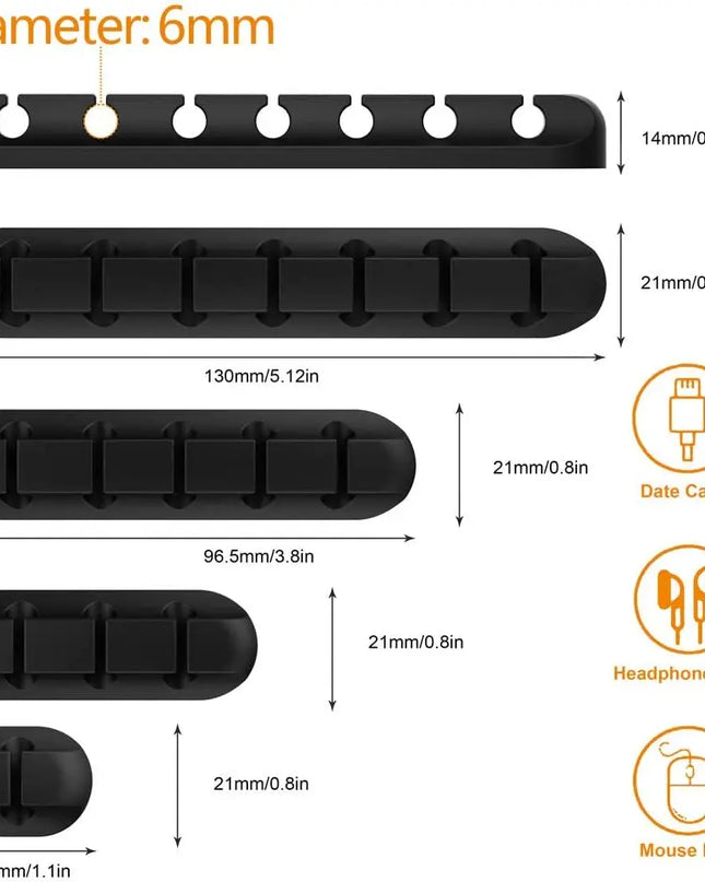 Cable Cord Wire Organizer Silicone USB Cable Winder Management Clips Self Adhesive for Mouse Keyboard Headset For iPhone Huawei