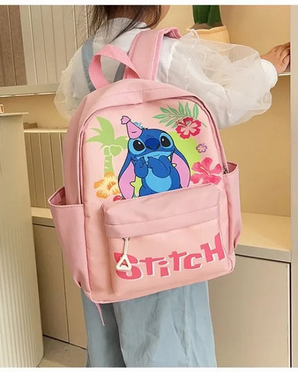 2025New Disney Lilo and Stitch Backpack Kawaii Cartoon Anime Printed Accessories Storage Bag Children's Casual Shoulder Bag Gift