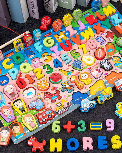 Montessori Educational Wooden Toys Preschool Children Fire Truck Busy Board Math Fishing Games Early Toys For Kids Xmas Gifts