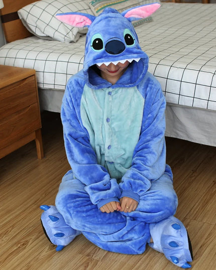 Kigurumi Stitch Cartoon Pajamas Onesies For Adults Women Men Animal Pyjamas Jumpsuits Christmas Halloween Cosplay Party Costumes