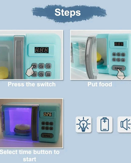 Kitchen Toys Set Kids Pretend Play Home Appliances Washing Machine Toaster Microwave Juicer Egg Cooker Girls Boys Play House Toy