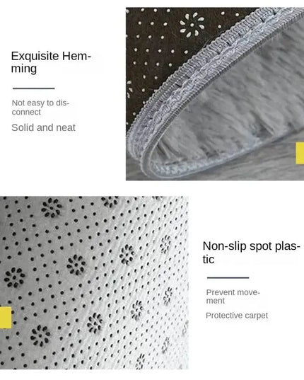 VIKAMA Silk wool Solid Colour Living Room Bedroom Bedside Sofa Soft Mat Home Light Luxury Non-slip Dirty Resistant Washable Rug