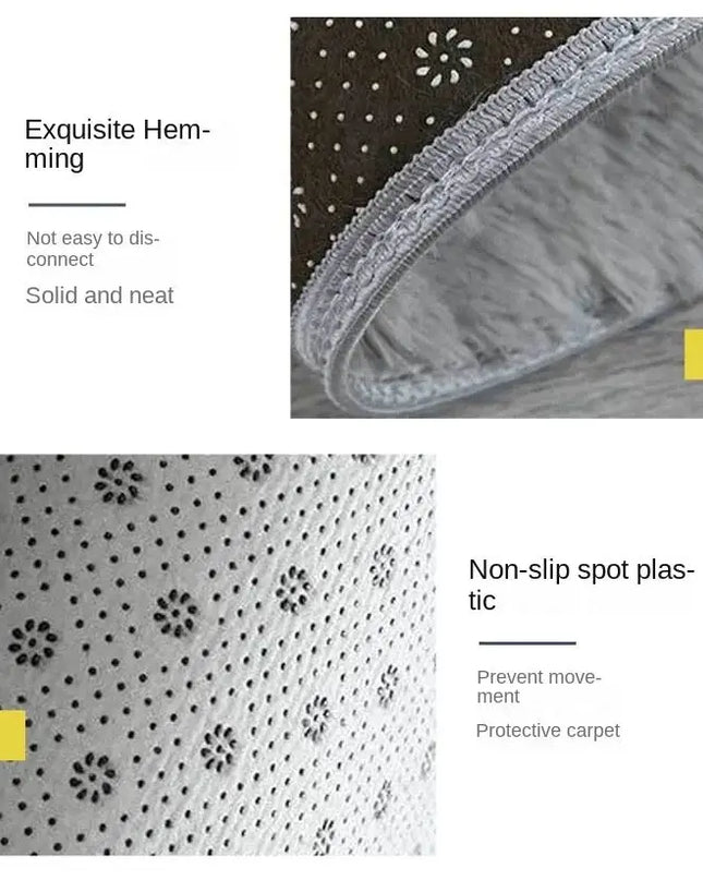 VIKAMA Silk wool Solid Colour Living Room Bedroom Bedside Sofa Soft Mat Home Light Luxury Non-slip Dirty Resistant Washable Rug