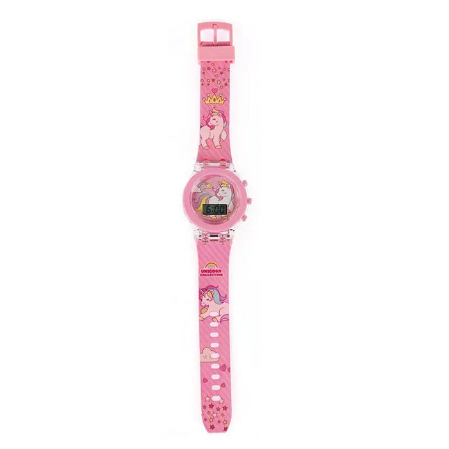 Flash Light Frozen Mickey Kids Watches For Girls Cartoon Spiderman Children Watch Boys School Student Digitel Clock Gifts