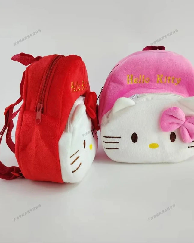 Sanrio Hello Kitty Plush Backpack Cute Cartoon Kawaii School Bag for Kids Girls Baby Kindergarten Shoulder Bag Cute Fashion Gift