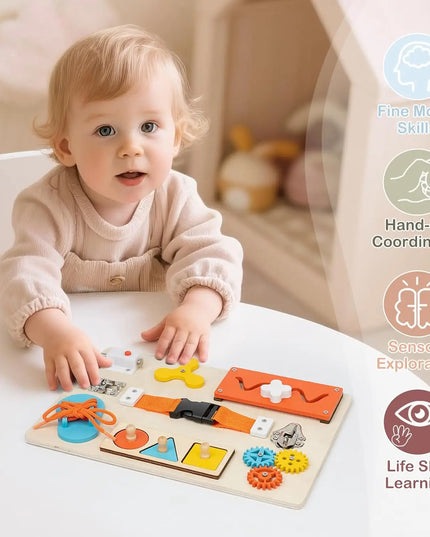 Montessori Busy Board for Toddlers Wooden Activity Sensory Board for Fine Motor Skills Travel Educational Learning  Toys for Kid