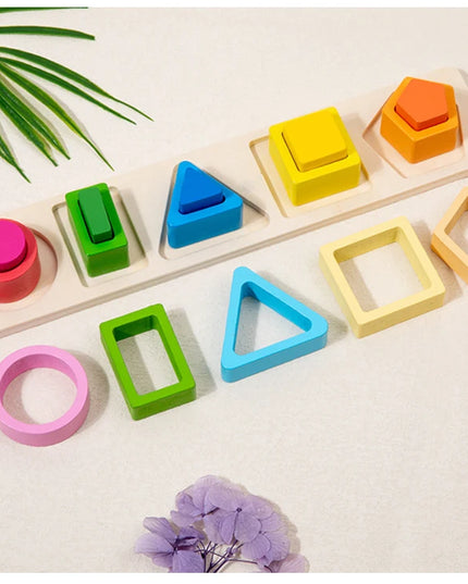 Montessori  Wooden Color Shape Cognitive Classification Matching Puzzle Children's Magnetic Fishing Learning Educational Toys