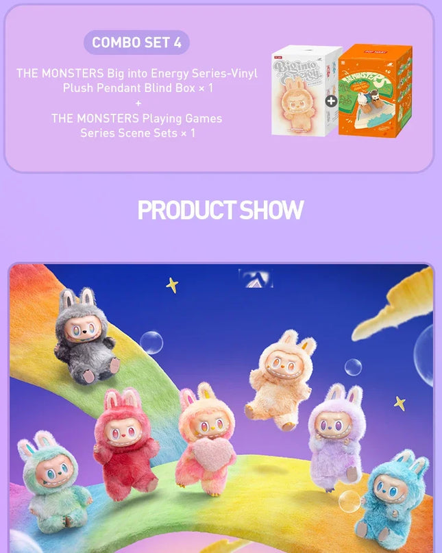 POP MART Cute Decoration The Monsters Plush Doll  Blind mystery Box Big into Energy Series V3.0 Toy For Collection Home Labubu