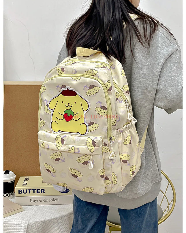 Sanrio Backpack For Kids Cartoon Hello Kitty Kuromi Bookbag Student Teenager Girl Boy Nylon Shoulders Bag Schoolbag Kawaii Bags