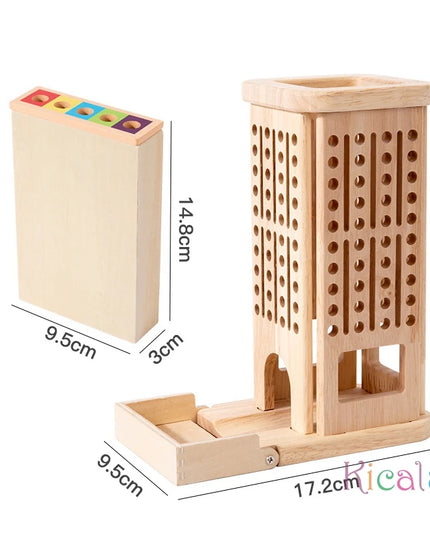 Montessori Game Wooden Stick Tower Toy With Sticks Dice Motor Skills Development Stick Counting Math Educational Toy For Kids