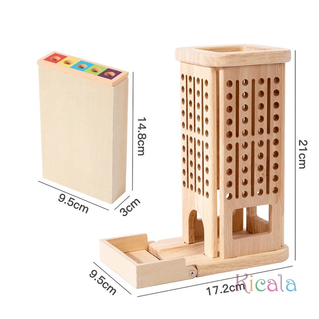 Montessori Game Wooden Stick Tower Toy With Sticks Dice Motor Skills Development Stick Counting Math Educational Toy For Kids