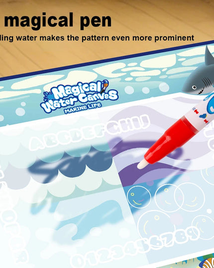 100*80CM Magic Water Doodle Mat for Kids - Reusable Waterproof Drawing Board with Magic Pens, Educational Art Toy for kids