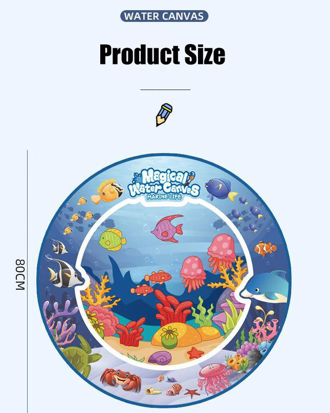 80x80CM Magic Water Drawing Mat Coloring Doodle Mat Montessori Painting Board Painting Pad Magic Pens Kids Educational Toy Gifts