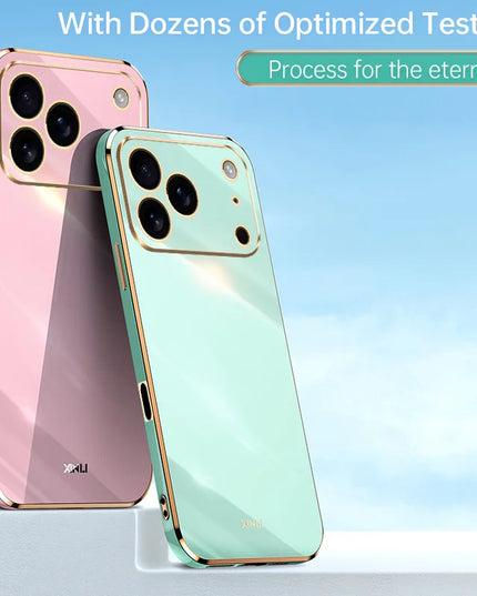 Solid Plating Phone Case For iPhone 17 Pro Max 17 Air 16e 16 Pro Max 16Plus 17Pro Max Cover Soft Silione Shockproof Cases Bumper