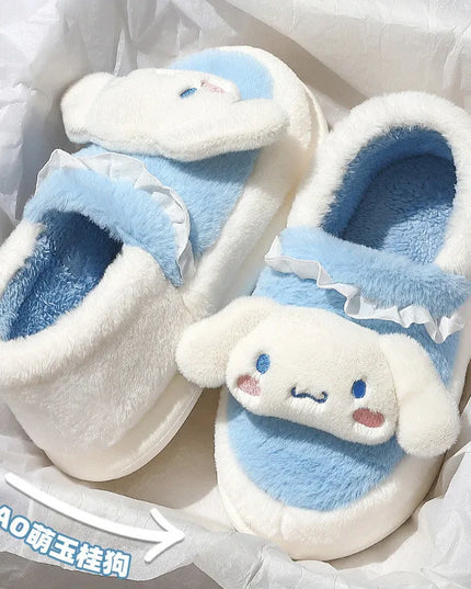 Anime Cartoon Kawaii Hello Kitty My Melody Cinnamoroll Kuromi Slippers Cute Home Thick-Soled Plush Slippers Girls Surprise Gift