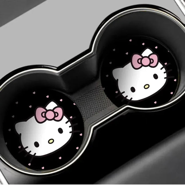 2pcs Sanrio Hello Kitty Car cup Coasters Cartoon car inner Decoration Anti Slip Mat silicone Car Cup pad Gifts for girl friend