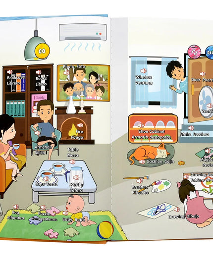 Montessori Spanish English Language Learning Machine Electronic Reading Books Toddler Baby Educational Toys Multifunction Ebook