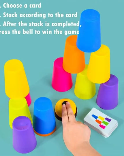 Montessori Toys Stack Cup Game With Card Educational Intellectual Enlightenment Color Cognition Logic Training Kids Children