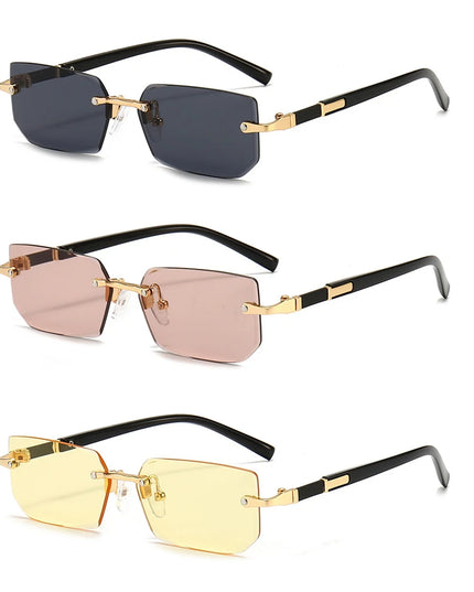 Rimless Sunglasses Rectangle Fashion Popular Women Men Shades Small Square Sun Glasses For Female Male Summer Traveling Oculos