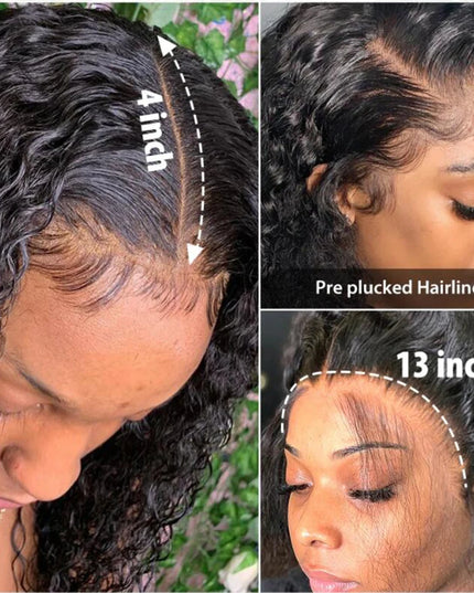 13x4 HD Lace Frontal Wig Deep Wave Frontal Wig 100% Brazilian Curly Human Hair Wigs 4x4 Transparent Lace Front Wig Pre Plucked
