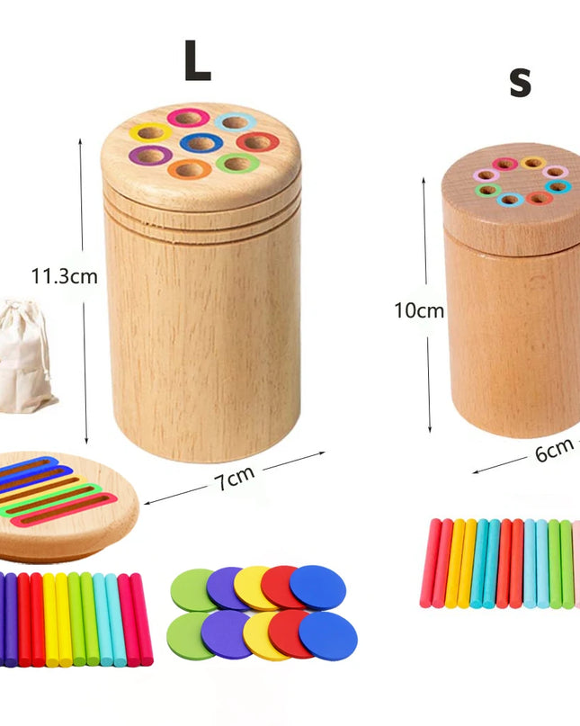 Montessori Wooden Toys Color Sorting Fine Motor Toys Shape Matching Sensory Toys Early Educational Puzzle Toys for Toddlers