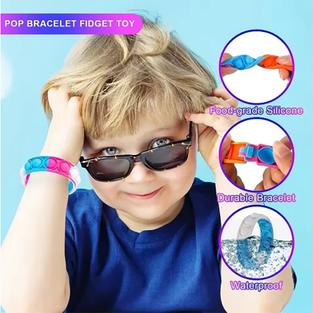 Fidget Toys Pop Bracelet Party Favors Bubble Bracelets Push Poping Sensory Stress Reliever Toys for Kids Children Gifts
