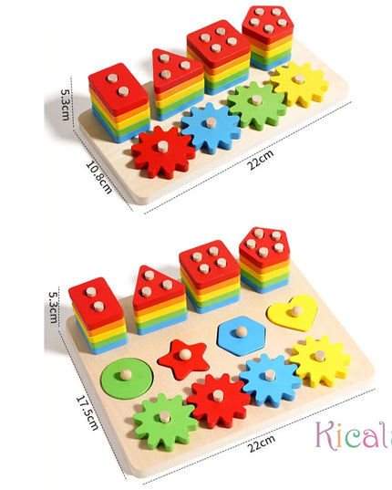 Montessori Educational Wooden Toys Preschool Children Busy Board Count Shape Colors Match Puzzle Learning Toys Gifts