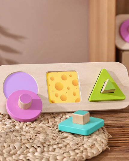 Montessori Wood Toys 0-12Months Baby Colorful Geometry Grasping Board Toys Newborn Sensory Touch Shape Recognition Game Toy Gift