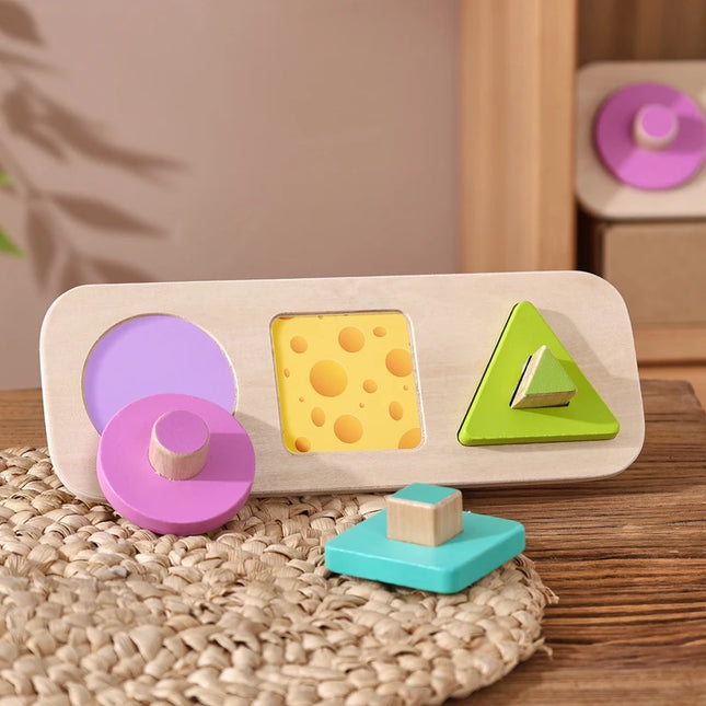 Montessori Wood Toys 0-12Months Baby Colorful Geometry Grasping Board Toys Newborn Sensory Touch Shape Recognition Game Toy Gift