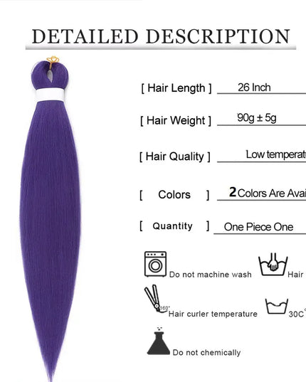 Purple Ombre Easy Hair Braids Synthetic Crochet Braiding Hair Pre Stretch Yaki Colored Jumbo Braids Hair Extensions For Women