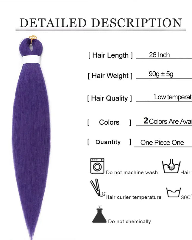 Purple Ombre Easy Hair Braids Synthetic Crochet Braiding Hair Pre Stretch Yaki Colored Jumbo Braids Hair Extensions For Women