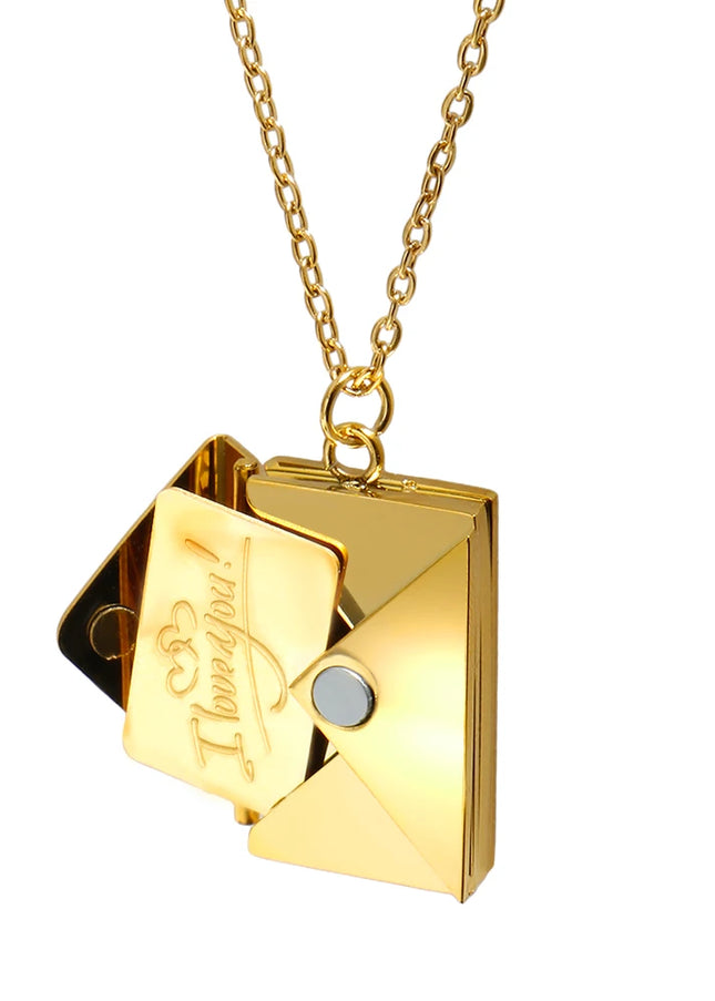 Stainless Steel Envelope Pendant Necklace Metal Waterproof Jewelry For Women