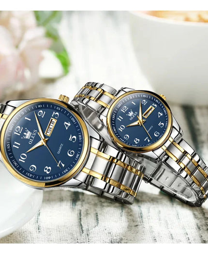 OLEVS 5567 Couple Watches Waterproof Luminous Wristwatch for Lover Date Men‘s and Women's Wristwatch Simple Fashion