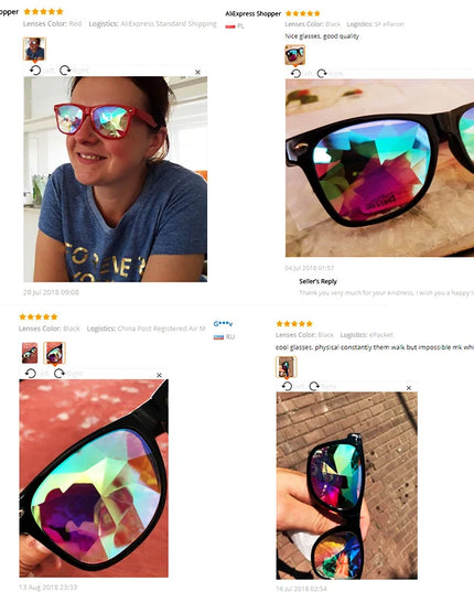 Classic Square Party Sunglasses Women Men Fashion EDM Light Diffraction Futuristic Rave Festival Sun Glasses Psychedelic Prism