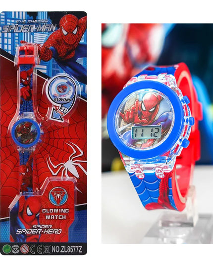 Flash Light Frozen Mickey Kids Watches For Girls Cartoon Spiderman Children Watch Boys School Student Digitel Clock Gifts