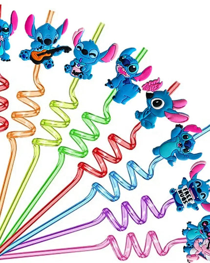 Cartoon Stitch Series Curved Straw Ice Cream Straw Soft Rubber Environmentally Friend Material Food Grade Artistic Design Straw