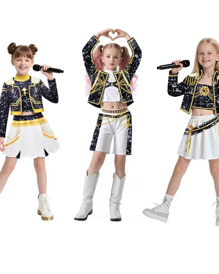 New Kids K-pop Demon Hunters Cosplay Mira Rumi Zoey Costume Girls Uniform Halloween Party 3D Printed Disguise Party Costumes