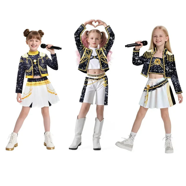 New Kids K-pop Demon Hunters Cosplay Mira Rumi Zoey Costume Girls Uniform Halloween Party 3D Printed Disguise Party Costumes