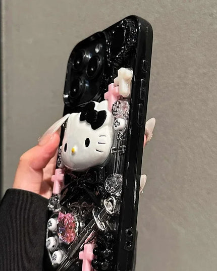 Kawaii Hello Kitty Cartoon DIY Phone Case Suitable for IPhone 15 14 13 11 16ProMax Y2k Cool Girl Anti Drop Transparent Case 2025
