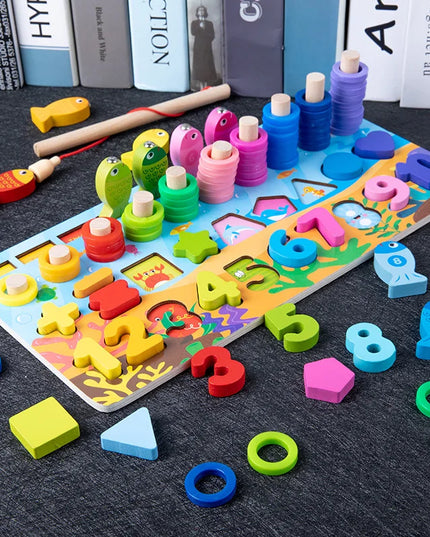 Montessori Educational Wooden Toys Preschool Children Fire Truck Busy Board Math Fishing Games Early Toys For Kids Xmas Gifts