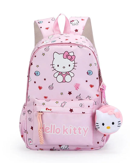 1PC Hello Kittys Anime Backpack, Kuromi Cinnamoroll School Bags With Wallet Charm, Student Girl Casual Travel Commute Knapsack