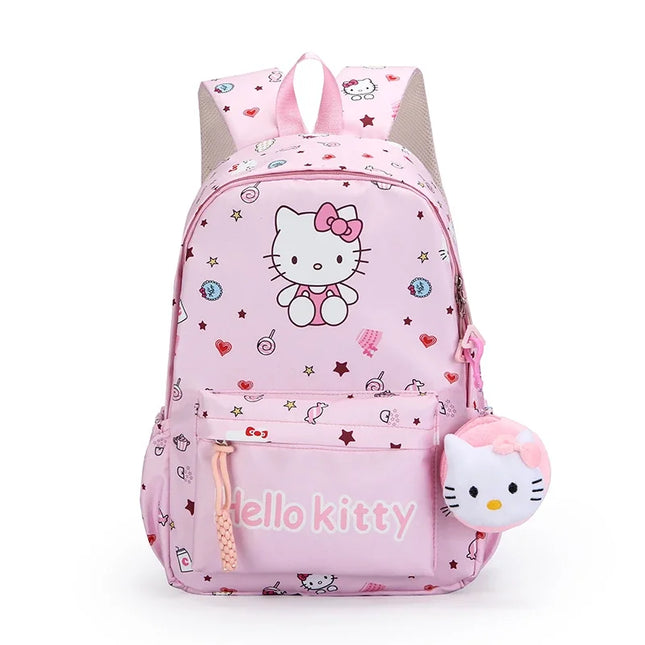 1PC Hello Kittys Anime Backpack, Kuromi Cinnamoroll School Bags With Wallet Charm, Student Girl Casual Travel Commute Knapsack