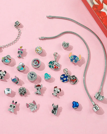 Christmas Disney Stitch Charm DIY Bracelet Fashion Cute Advent Surprise Blind Box for Friend Festival Jewelry Unique Gift