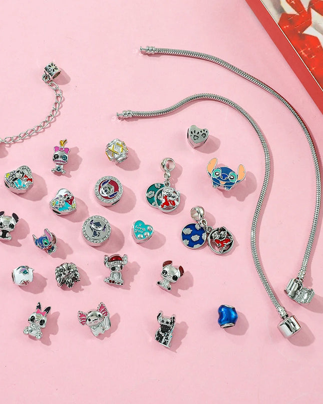 Christmas Disney Stitch Charm DIY Bracelet Fashion Cute Advent Surprise Blind Box for Friend Festival Jewelry Unique Gift