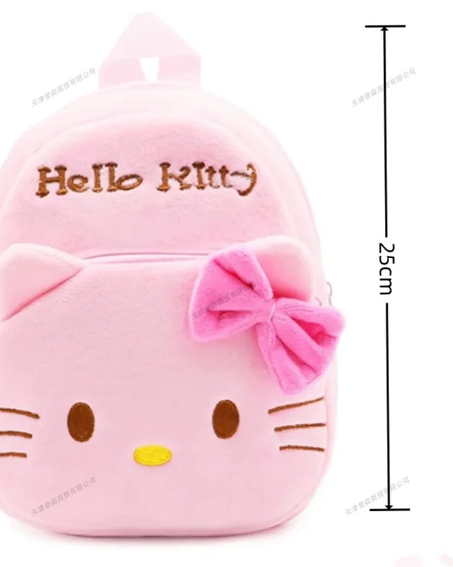 Sanrio Hello Kitty Plush Backpack Cute Cartoon Kawaii School Bag for Kids Girls Baby Kindergarten Shoulder Bag Cute Fashion Gift