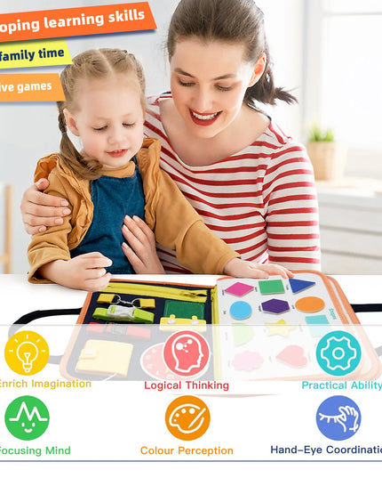 Montessori Busy Board for Ages 3-6 - Sensory Educational Toy for Early Learning & Fine Motor Skills Development