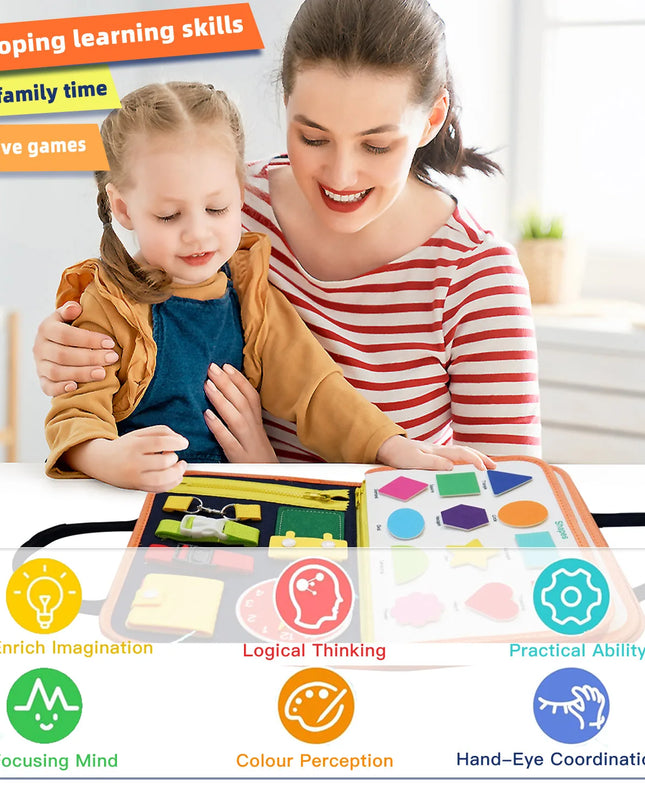 Montessori Busy Board for Ages 3-6 - Sensory Educational Toy for Early Learning & Fine Motor Skills Development